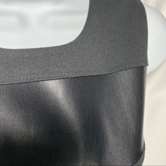 Calvin Klein Faux Leather Sleeveless Stripe Dress.  Vegan Size 8 Knee Length. - Picture 4 of 9